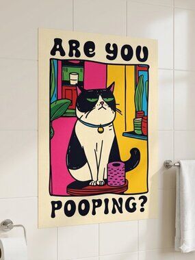 Cat Bathroom Colorful Home Decor Wall Art Photo Print 8.5x11in